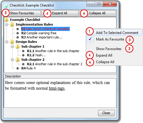 Checklist Dialog