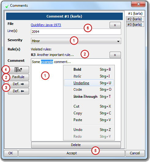 Comments dialog (text - file)