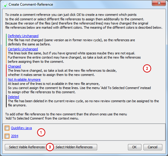 Create comment-reference dialog