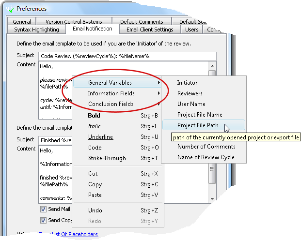 Select Placeholders by Context Menu