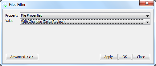 'Files Filter' dialog