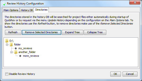 Review History Dialog - Directories View