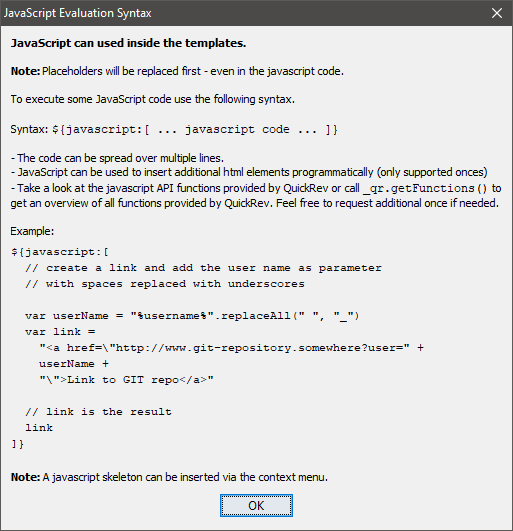 Javascript Syntax dialog.