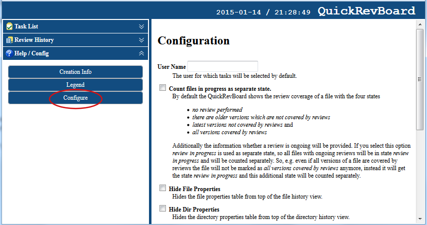 QuickRevBoard - Configuration