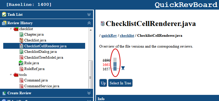 Select Review Version in QuickRevBoard Front End