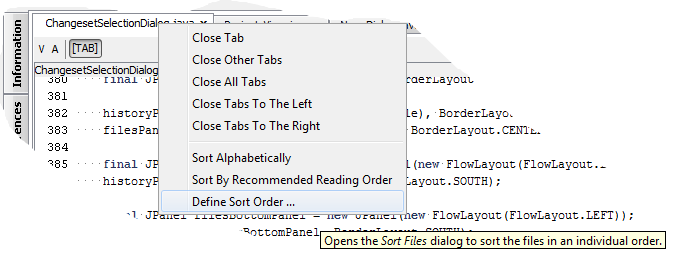 Sort Files - Files Tab Menu